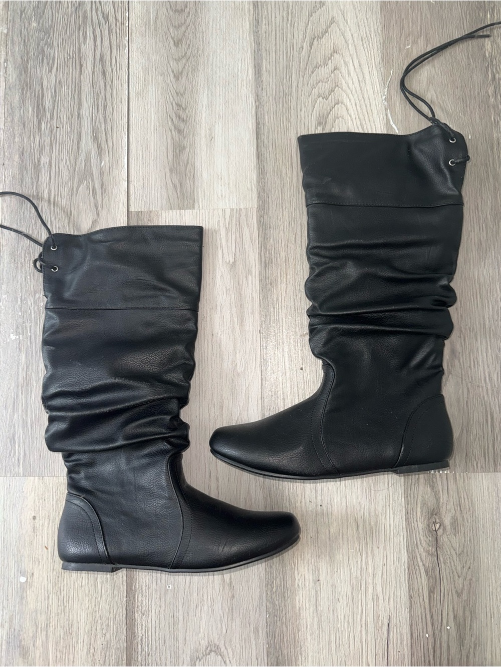 Classic Black Slouchy Knee-High Boots